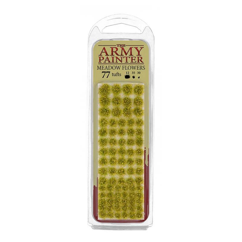 The Army Painter Meadow Flowers pack containing 77 realistic tufts for detailed gaming terrain and miniature basing.