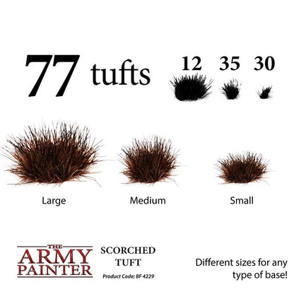 The Army Painter Terrain Scorched Tuft with 77 synthetic tufts in three sizes for realistic miniatures terrain.