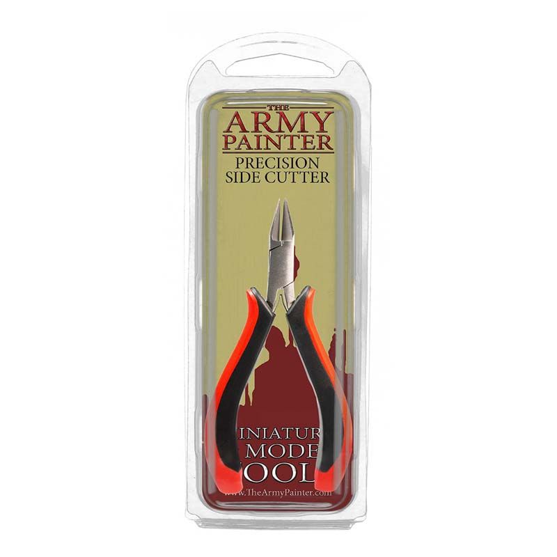 The Army Painter Precision Side Cutter with stainless steel blades and ergonomic safety grip handle for detailed model cutting.