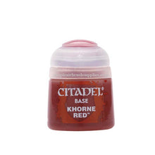 Citadel Base Khorne Red paint pot with high pigment load for rich, intense red base coats in miniature painting.