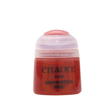 Citadel Base Mephiston Red paint pot with vibrant high pigment base coat for miniatures by Games Workshop