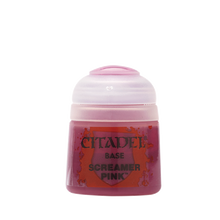 Citadel Base Screamer Pink paint pot with vibrant base coat for miniature painting with matt finish and high pigment load.