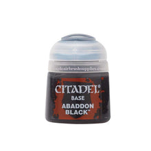 Citadel Base Abaddon Black paint pot with rich matte black pigment for miniature base coating.