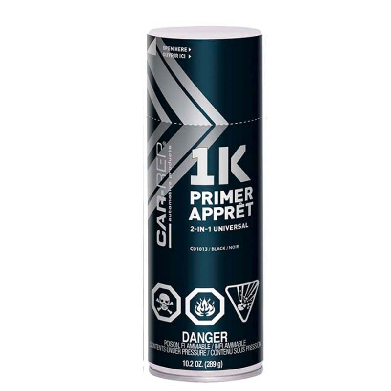 Car-Rep 1K Aerosol 2-in-1 Universal Primer spray can for metal, wood, plastic with sandable filler finish.