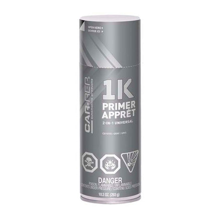 Car-Rep 1K Aerosol 2-in-1 Universal Primer spray can for metal, wood, fiberglass, and plastic surfaces.