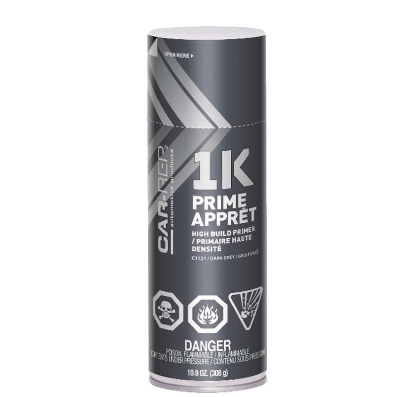 Car-Rep Aerosol 1K High Build Primer spray can with high build primer for metal, fiberglass, and plastic surfaces.