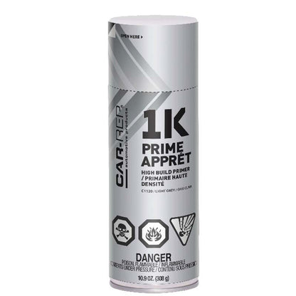 Car-Rep Aerosol 1K High Build Primer 339g spray primer with excellent filling, adhesion, and fast sanding for multiple surfaces.