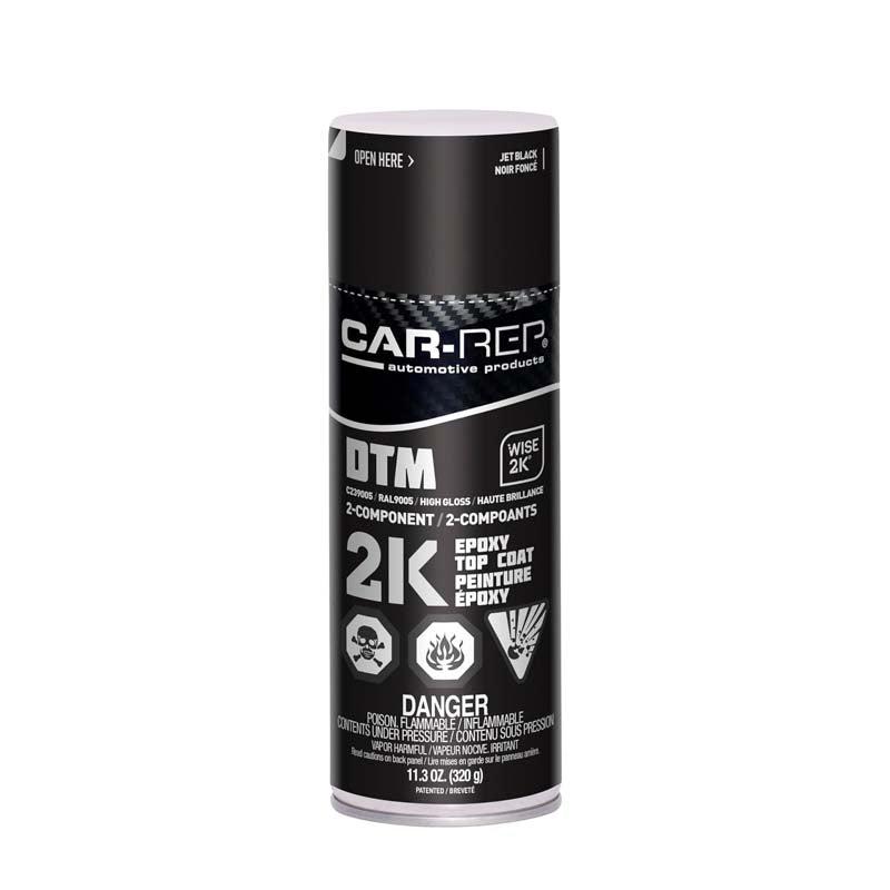 Car-Rep 2K Colour Top Coats spray can with Wise 2K technology for hard, chemical resistant automotive epoxy finish.