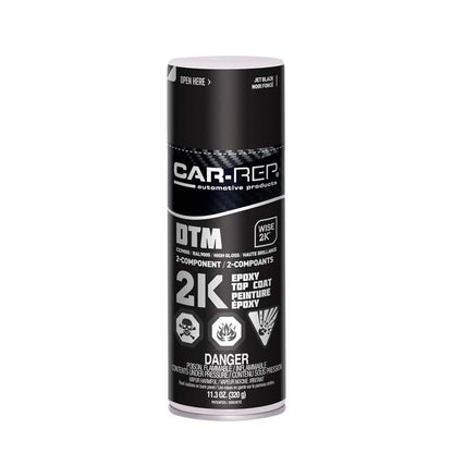 Car-Rep 2K Colour Top Coats spray can with Wise 2K technology for hard, chemical resistant automotive epoxy finish.