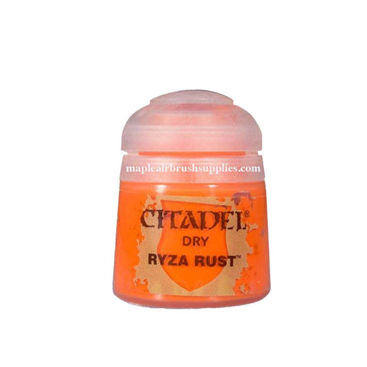 Citadel Dry Ryza Rust paint pot in vibrant rust orange for detailed miniature and model painting.