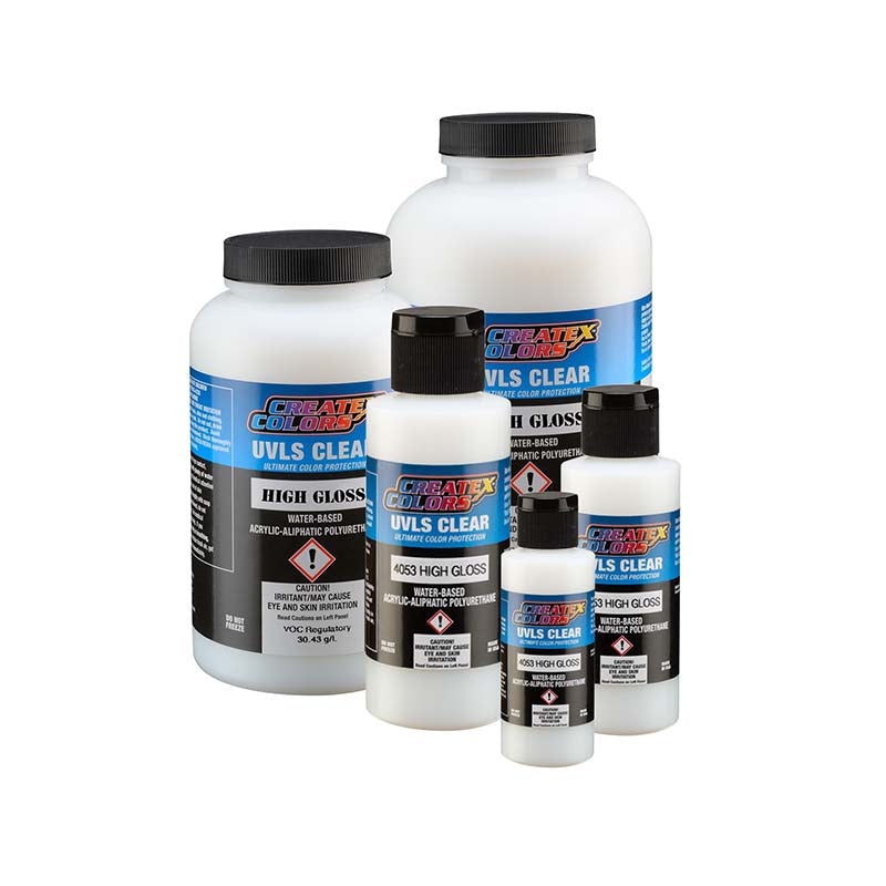 Createx UVLS High Gloss Clear water-based durable architectural-grade glossy clear with UV protection and excellent adhesion
