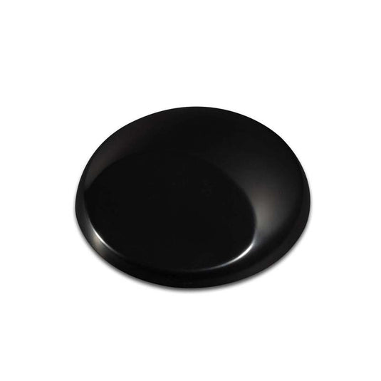 Wicked Black fluid acrylic airbrush paint sample showing deep transparent black color with smooth finish