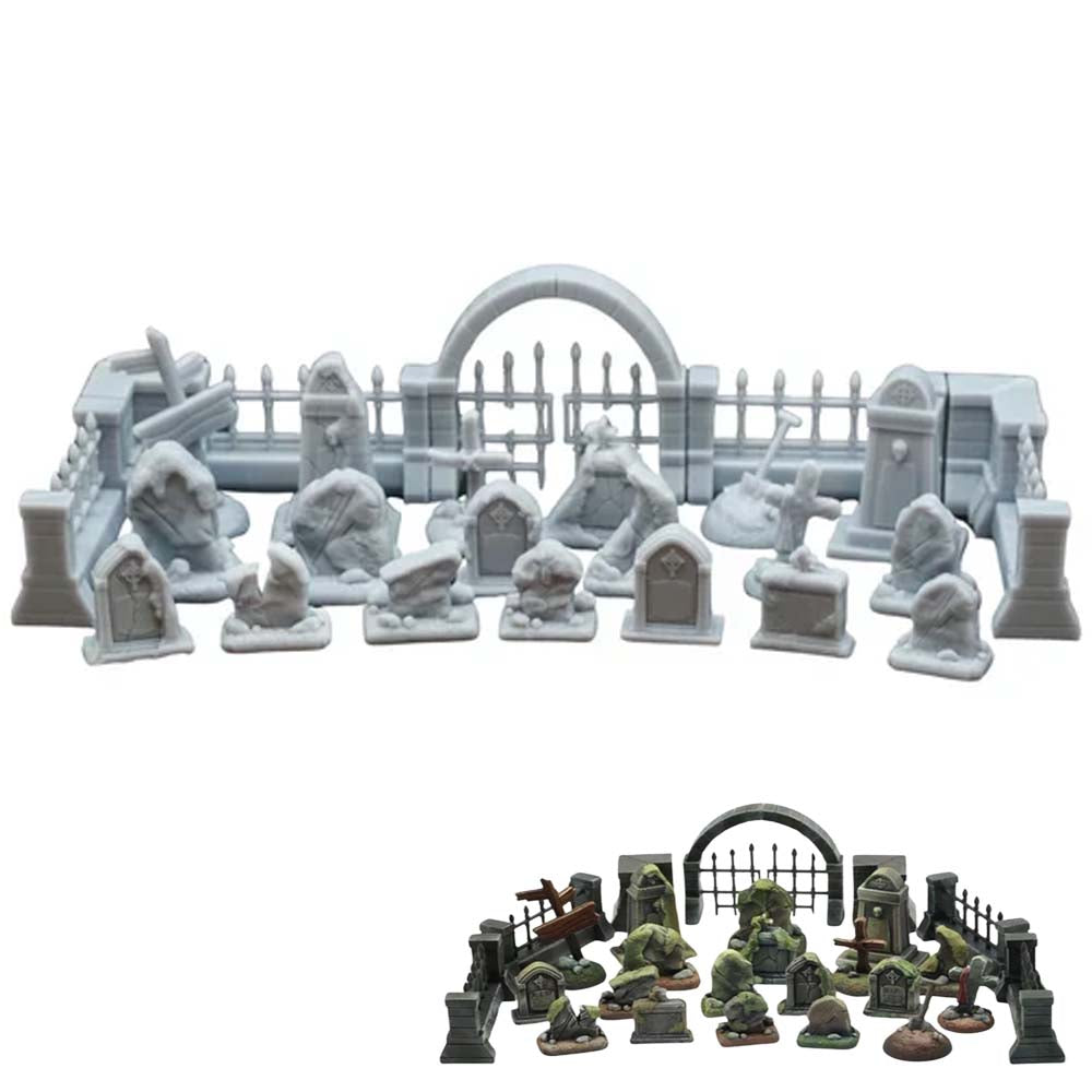 Dark Wood Prints 28032mm scale diorama grave yard essentials tabletop games, roll playing miniature displays