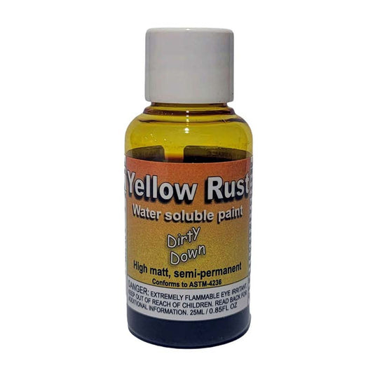 Dirty Down Effects - Yellow Rust 25ml matt water soluble paint simulating realistic oxidized metal effects in one wash.
