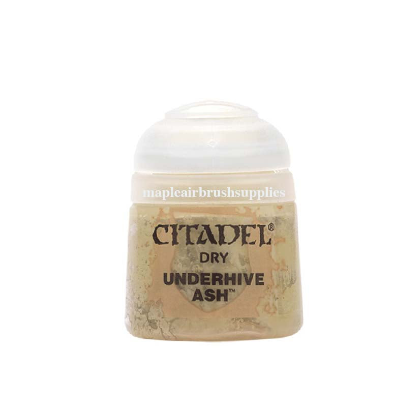 Citadel Dry Underhive Ash pigment paint pot for miniature basing and weathering effects with a beige ash tone.