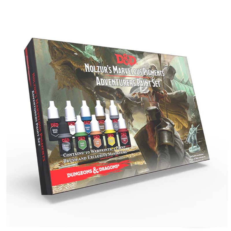 The Army Painter D&D Adventurers Paint Set with 10 acrylic paints, starter brush, and exclusive miniature for Dungeons & Dragons fans.