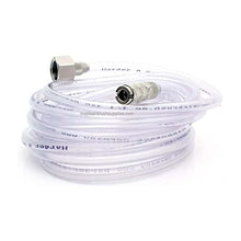123883 Clear Airbrush Hose 1/4" transparent PVC tube with 1/4" female compressor and quick connect fitting.