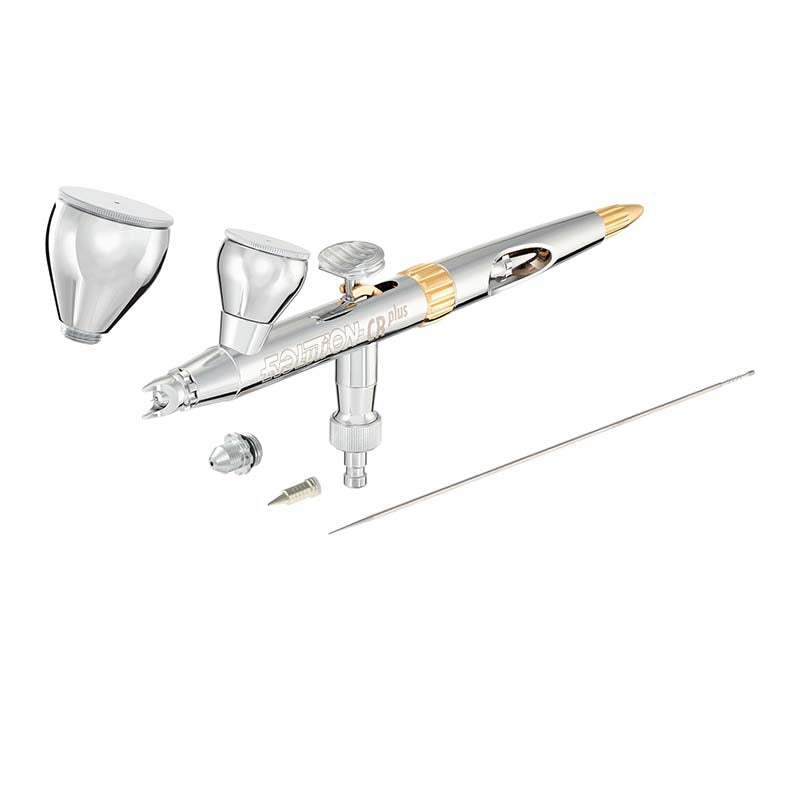 121233 Evolution 2024 CR Plus 2n1 airbrush with redesigned fine line head and chrome finish for precise, durable painting performance.