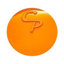 INSPIRE Base Orange vibrant airbrush paint sample showing bright, vivid orange color with custom logo embossed.