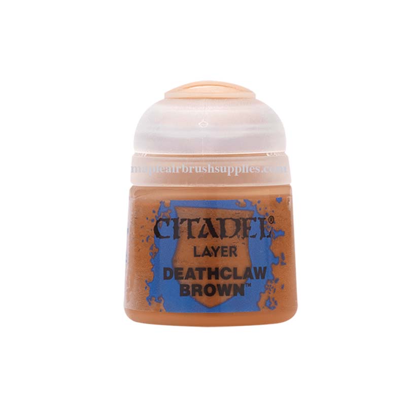Citadel layer Deathclaw Brown miniature paint pot with brown shade ideal for detailed model painting and gaming projects.