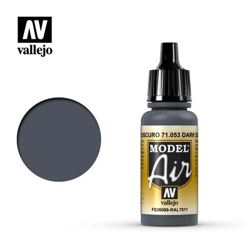 Vallejo Model Air Dark Sea Gray FS36099 RAL7011 acrylic paint bottle with color sample for scale modeling and airbrushing
