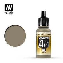 Vallejo Model Air IJN Ash Grey acrylic paint bottle with corresponding ash grey color swatch for model airbrush use