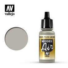 Vallejo Model Air IJN Medium Grey acrylic paint bottle with color swatch for scale modeling and hobby use