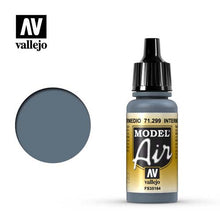 Vallejo Model Air Intermediate FS35164 ANA608 paint bottle with blue-gray model air acrylic color swatch next to it.