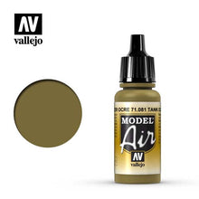 Vallejo Model Air Ochre acrylic paint bottle showing ochre color for airbrush and model painting.