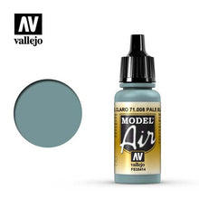 Vallejo Model Air Pale Blue FS35414 acrylic paint bottle with color swatch for scale modeling and airbrushing projects