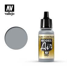 Vallejo Model Air Pale Blue Grey bottle and paint sample showing smooth, matte pale blue-grey color shade.