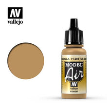 Vallejo Model Air US Earth Yellow FS30257 acrylic paint bottle with color sample for scale modeling and airbrushing.