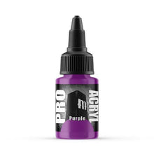 Pro Acryl Purple bottle with 22ml premium acrylic paint in high-density pigment and matte finish, no-clog cap design.