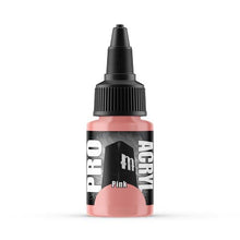 Pro Acryl Pink 22ml bottle with high-density pigment, no-clog cap, matte finish, suitable for brush or airbrush use.