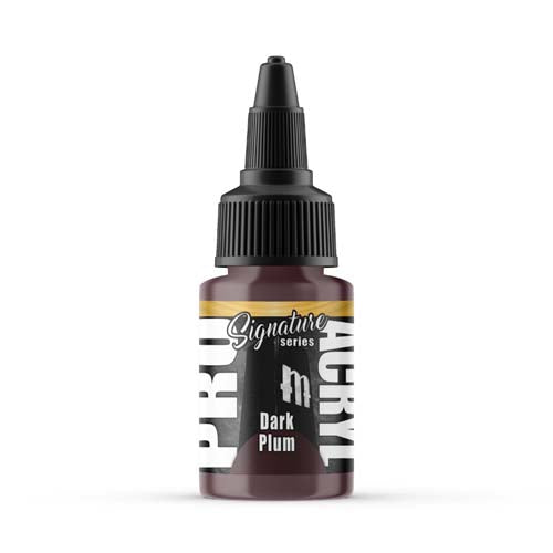 Pro Acryl Jon Ninas Dark Plum artist-curated acrylic paint with no-clog cap, glass agitator, and matte finish in 22ml bottle.