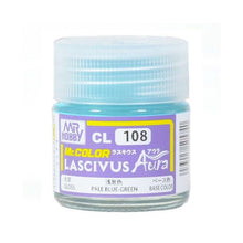 Mr. Color Lascivus 108 Gloss Pale Blue-Green 10ml paint jar with clear screw cap and purple label from Mr. Hobby.