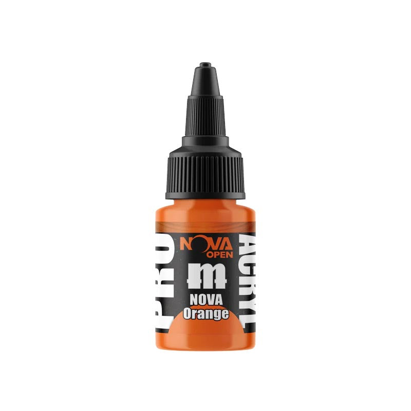Pro Acryl NOVA Orange acrylic paint bottle with precision nozzle for detailed and vibrant orange color application
