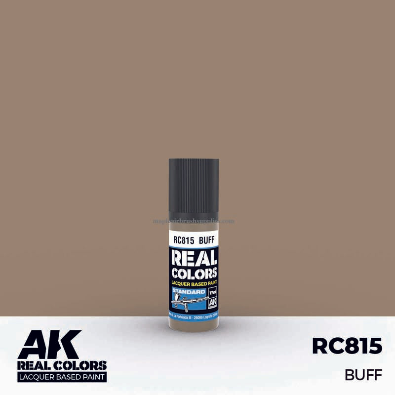 AK Interactive Real Colors Buff 17ml lacquer paint bottle for detailed, durable military model weathering and authentic color replication