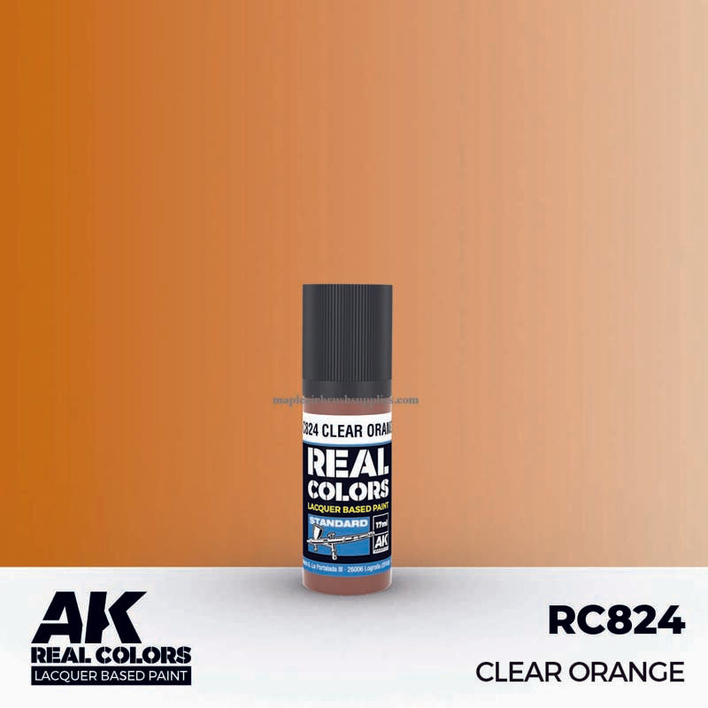 AK Interactive Real Colors Clear Orange lacquer paint 17ml bottle for detailed weathering and authentic modeling.