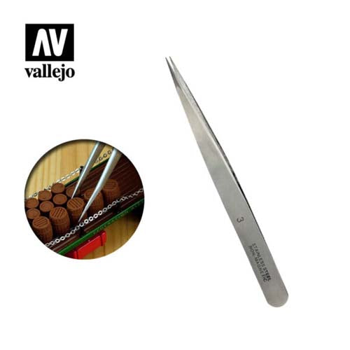 Vallejo #3 Stainless Steel Tweezers