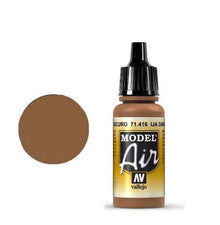 Vallejo Model Air IJA Dark Beige bottle with paint swatch displaying dark beige color for model airbrush use