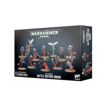 Warhammer 40K Adepta Sororitas Battle Sisters Squad with boltguns, special weapons, and Incensor Cherub on 32mm bases.