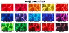 Candy 2o Complete Set featuring 17 vibrant 2oz dye color concentrates plus 3 additives for automotive refinishing.
