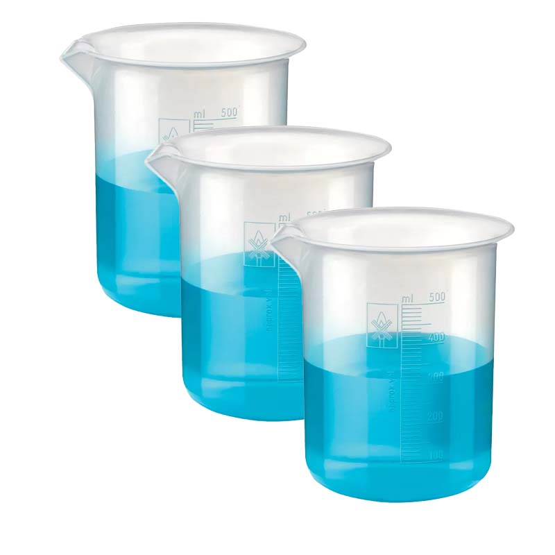 Plastic Beakers with pour spout metric gradients