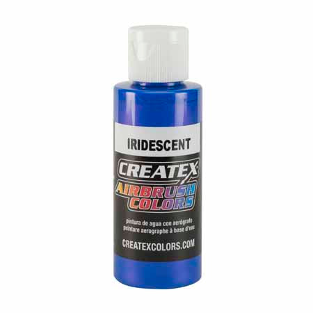 Iridescent Electric Blue Createx Colors airbrush paint bottle with vibrant iridescent blue shade and white cap.