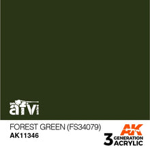 AK 3rd Gen Forest Green (FS34079) acrylic paint for AFV models with high coverage and brush or airbrush use.