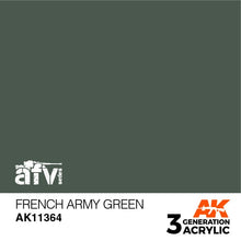 AK 3rd Gen French Army Green acrylic paint for AFV models with optimal coverage and brush or airbrush use.