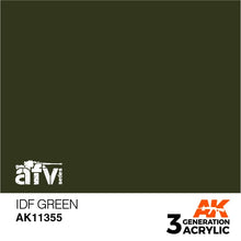 AK 3rd Gen IDF Green premium AFV paint for brush and airbrush, optimized for historical armored vehicle models.