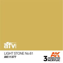 AK 3rd Gen Light Stone No.61 acrylic paint for AFV models, premium quality for brush and airbrush use.