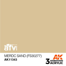 AK 3rd Gen MERDC Sand (FS30277) premium acrylic paint for AFV models, designed for brush and airbrush use.